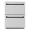 Autograph Edition 24 In. Touchstone 168 Can Outdoor-rated Dual Refrigerator Drawer With Satin Stainless Steel Doors And Matte Black Handles