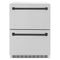 Autograph Edition 24 In. Touchstone 168 Can Outdoor-rated Dual Refrigerator Drawer With Satin Stainless Steel Doors And Matte Black Handles
