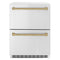 Autograph Edition 24 In. Touchstone 168 Can Outdoor-rated Dual Refrigerator Drawer With Stainless Steel Doors And Champagne Bronze Handles