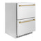 Autograph Edition 24 In. Touchstone 168 Can Outdoor-rated Dual Refrigerator Drawer With Stainless Steel Doors And Champagne Bronze Handles