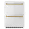 Autograph Edition 24 In. Touchstone 168 Can Outdoor-rated Dual Refrigerator Drawer With Stainless Steel Doors And Champagne Bronze Handles