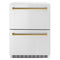 Autograph Edition 24 In. Touchstone 168 Can Outdoor-rated Dual Refrigerator Drawer With Stainless Steel Doors And Polished Gold Handles