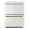 Autograph Edition 24 In. Touchstone 168 Can Outdoor-rated Dual Refrigerator Drawer With Stainless Steel Doors And Polished Gold Handles