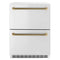 Autograph Edition 24 In. Touchstone 168 Can Outdoor-rated Dual Refrigerator Drawer With Stainless Steel Doors And Polished Gold Helix Handles