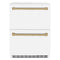 Autograph Edition 24 In. Touchstone 168 Can Outdoor-rated Dual Refrigerator Drawer With White Matte Doors And Champagne Bronze Handles