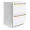 Autograph Edition 24 In. Touchstone 168 Can Outdoor-rated Dual Refrigerator Drawer With White Matte Doors And Champagne Bronze Handles
