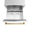 Autograph Edition 24 In. Touchstone 168 Can Outdoor-rated Dual Refrigerator Drawer With White Matte Doors And Polished Gold Handles