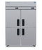 Refrigerator and Freezer, Two Section Dual Temp Upright, Half Stainless Doors with Lock