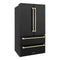Autograph Edition 36 In. 22.5 Cu. Ft. Counter-depth French Door Refrigerator With Ice Maker In Fingerprint-resistant Black Stainless Steel And Champagne Bronze Traditional Handles