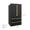 Autograph Edition 36 In. 22.5 Cu. Ft. Counter-depth French Door Refrigerator With Ice Maker In Fingerprint-resistant Black Stainless Steel And Champagne Bronze Traditional Handles