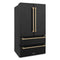Autograph Edition 36 In. 22.5 Cu. Ft. Counter-depth French Door Refrigerator With Ice Maker In Fingerprint-resistant Black Stainless Steel And Champagne Bronze Traditional Handles