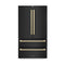 Autograph Edition 36 In. 22.5 Cu. Ft. Counter-depth French Door Refrigerator With Ice Maker In Fingerprint-resistant Black Stainless Steel And Champagne Bronze Modern Handles