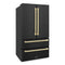 Autograph Edition 36 In. 22.5 Cu. Ft. Counter-depth French Door Refrigerator With Ice Maker In Fingerprint-resistant Black Stainless Steel And Champagne Bronze Modern Handles
