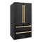 Autograph Edition 36 In. 22.5 Cu. Ft. Counter-depth French Door Refrigerator With Ice Maker In Fingerprint-resistant Black Stainless Steel And Polished Gold Modern Handles