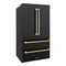 Autograph Edition 36 In. 22.5 Cu. Ft. Counter-depth French Door Refrigerator With Ice Maker In Fingerprint-resistant Black Stainless Steel With Polished Gold Traditional Handles