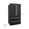 Autograph Edition 36 In. 22.5 Cu. Ft. Counter-depth French Door Refrigerator With Ice Maker In Fingerprint-resistant Black Stainless Steel With Polished Gold Traditional Handles