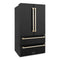 Autograph Edition 36 In. 22.5 Cu. Ft. Counter-depth French Door Refrigerator With Ice Maker In Fingerprint-resistant Black Stainless Steel With Polished Gold Traditional Handles