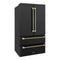 Autograph Edition 36 In. 22.5 Cu. Ft. Counter-depth French Door Refrigerator With Ice Maker In Fingerprint-resistant Black Stainless Steel And Champagne Bronze Helix Handles