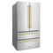 Autograph Edition 36 In. 22.5 Cu. Ft. Counter-depth French Door Refrigerator With Ice Maker In Fingerprint-resistant Stainless Steel With Champagne Bronze Modern Handles