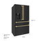 Autograph Edition 36 In. 21.6 Cu. Ft Counter-depth French Door Refrigerator With Water And Ice Dispenser In Fingerprint-resistant Black Stainless Steel With Champagne Bronze Traditional Handles