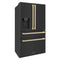 Autograph Edition 36 In. 21.6 Cu. Ft. Counter-depth French Door Refrigerator With Water And Ice Dispenser In Fingerprint-resistant Black Stainless Steel With Champagne Bronze Modern Handles