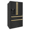 Autograph Edition 36 In. 21.6 Cu. Ft. Counter-depth French Door Refrigerator With Water And Ice Dispenser In Fingerprint-resistant Black Stainless Steel With Polished Gold Modern Handles