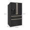 Autograph Edition 36 In. 21.6 Cu. Ft. Counter-depth French Door Refrigerator With Water And Ice Dispenser In Fingerprint-resistant Black Stainless Steel With Polished Gold Traditional Handles