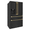 Autograph Edition 36 In. 21.6 Cu. Ft. Counter-depth French Door Refrigerator With Water And Ice Dispenser In Fingerprint-resistant Black Stainless Steel With Champagne Bronze Helix Handles