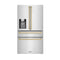 Autograph Edition 36 In. 21.6 Cu. Ft. Counter-depth French Door Refrigerator With Water And Ice Dispenser In Fingerprint-resistant Stainless Steel With Champagne Bronze Traditional Handles