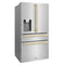 Autograph Edition 36 In. 21.6 Cu. Ft. Counter-depth French Door Refrigerator With Water And Ice Dispenser In Fingerprint-resistant Stainless Steel With Champagne Bronze Modern Handles