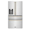 Autograph Edition 36 In. 21.6 Cu. Ft. Counter-depth French Door Refrigerator With Water And Ice Dispenser In Fingerprint-resistant Stainless Steel With Polished Gold Traditional Handles