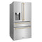 Autograph Edition 36 In. 21.6 Cu. Ft. Counter-depth French Door Refrigerator With Water And Ice Dispenser In Fingerprint-resistant Stainless Steel With Polished Gold Traditional Handles