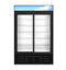Refrigerator, Two Section Glass Door Merchandiser – Black Exterior