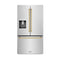 Autograph Edition 36 In. 28.9 Cu. Ft. Standard-depth French Door External Water Dispenser Refrigerator With Dual Ice Maker In Fingerprint-resistant Stainless Steel And Polished Gold Traditional Handles