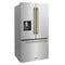 Autograph Edition 36 In. 28.9 Cu. Ft. Standard-depth French Door External Water Dispenser Refrigerator With Dual Ice Maker In Fingerprint-resistant Stainless Steel And Champagne Bronze Helix Handles
