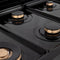 36 In. Legacy Gas Rangetop With 6 Brass Burners And Porcelain Cooktop In Black Stainless Steel