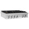 36 In. Classic Gas Rangetop With 6 Brass Burners And Porcelain Cooktop In Stainless Steel