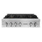 36 In. Classic Gas Rangetop With 6 Brass Burners And Porcelain Cooktop In Stainless Steel