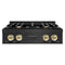 Autograph Edition 30 In. Legacy Gas Rangetop With 4 Burners And Porcelain Cooktop In Black Stainless Steel With Polished Gold Accents
