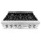 36" Porcelain Gas Stovetop with 6 Gas Burners and Griddle