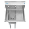 23 in. One Compartment Stainless Steel Commercial Sink with Drainboard, Bowl Size 10"x 14"x 10