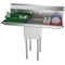 44 in. One Compartment Stainless Steel Commercial Sink with 2 Drainboards, Bowl Size 12"x 16"x 10