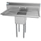 44 in. One Compartment Stainless Steel Commercial Sink with 2 Drainboards, Bowl Size 12"x 16"x 10