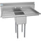 44 in. One Compartment Stainless Steel Commercial Sink with 2 Drainboards, Bowl Size 12"x 16"x 10