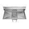 44 in. One Compartment Stainless Steel Commercial Sink with 2 Drainboards, Bowl Size 12"x 16"x 10