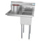 31 in. One Compartment Stainless Steel Commercial Sink with Drainboard, Bowl Size 12"x 16"x 10