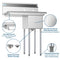31 in. One Compartment Stainless Steel Commercial Sink with Drainboard, Bowl Size 12"x 16"x 10
