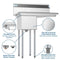 31 in. One Compartment Stainless Steel Commercial Sink with Drainboard, Bowl Size 12" x 16" x 10