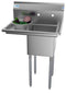 29 in. One compartment Stainless Steel Commercial Restaurant Sink with Drainboard, Bowl Size 14" x 16" x 11
