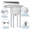 29 in. One compartment Stainless Steel Commercial Restaurant Sink with Drainboard, Bowl Size 14" x 16" x 11
